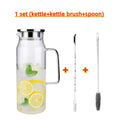 1 Set (cold Water Kettle+kettle Brush+spoon), Heat-resistant Silicone Glass, Kitchen Essentials, Party Supplies, Suitable for Refrigerators, Beverage Pots, Large Iced Tea Cans for Iced Coffee, Lemonade, Juice, And Homemade Drinks, 1500ml\u002F51oz