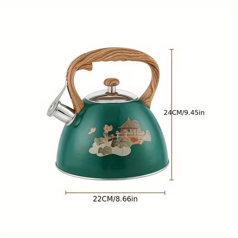 3.2 Quarts 101.44oz Heavy Duty 304 Stainless Steel Tea Kettle | Loud Whistling Water Boiling Pot for Coffee or Milk, Unique Button Control Spout, Non-Electric Use