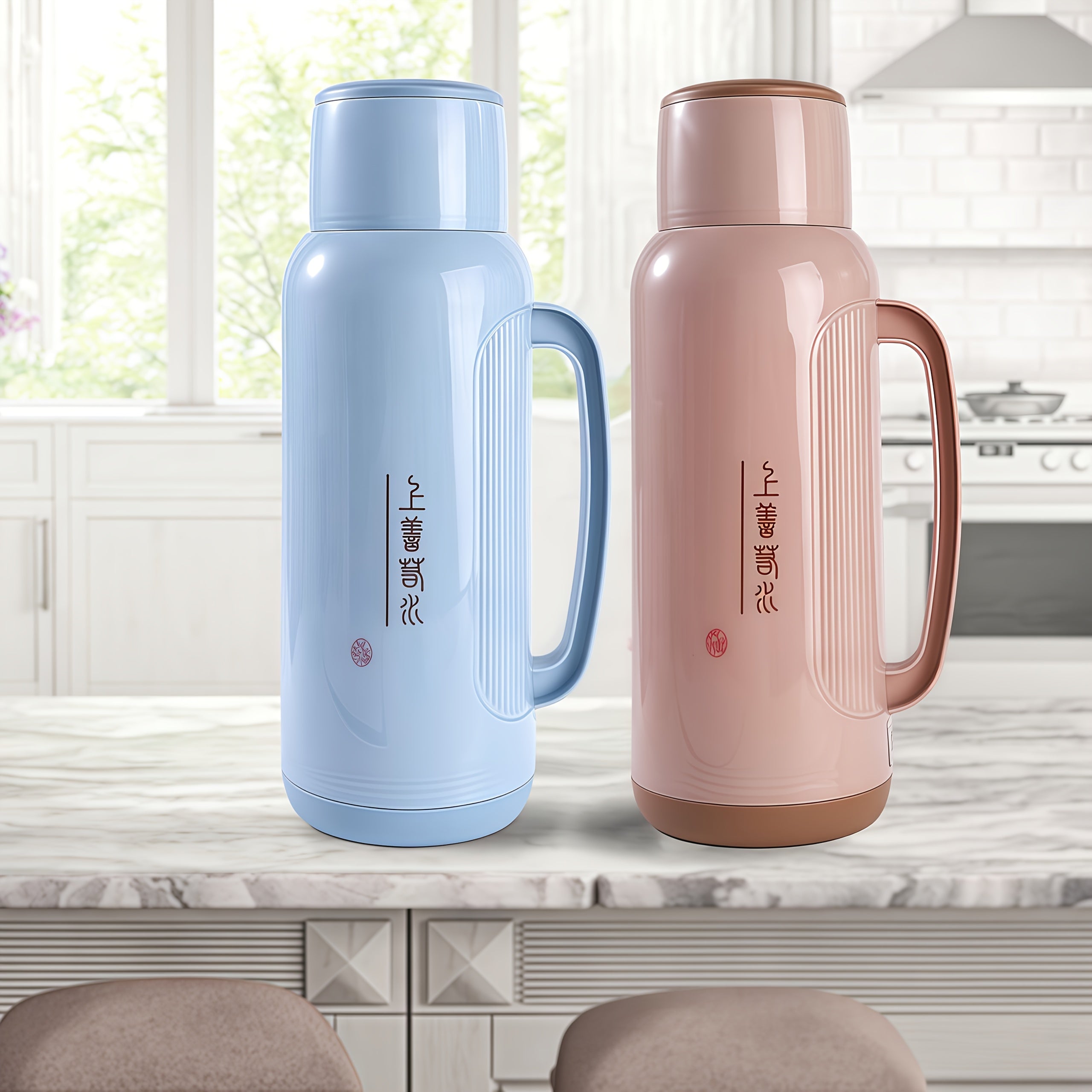 A Large Old Household Large-capacity Thermos Bottle With Plastic Shell And Stainless Steel Liner.