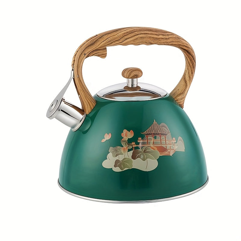 3.2 Quarts 101.44oz Heavy Duty 304 Stainless Steel Tea Kettle | Loud Whistling Water Boiling Pot for Coffee or Milk, Unique Button Control Spout, Non-Electric Use