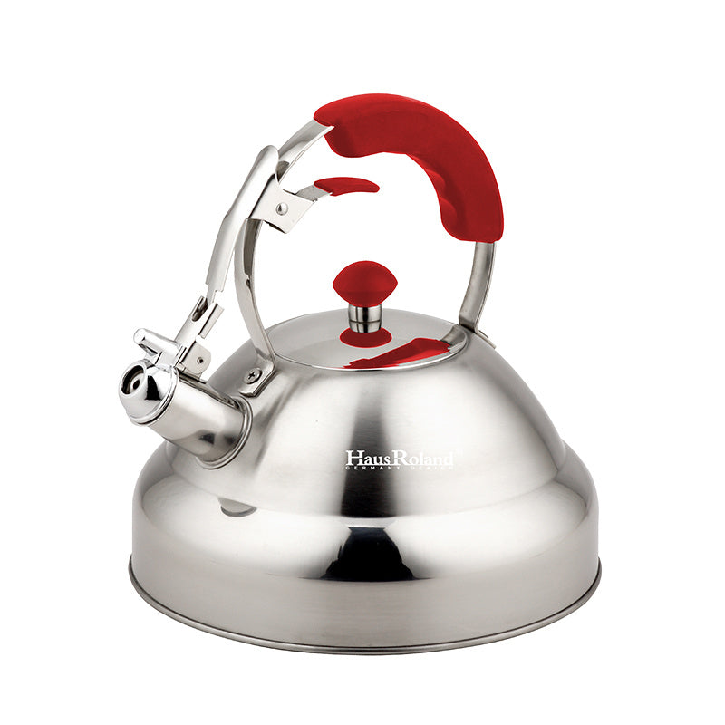 1.19-Gallon Stainless Steel Kettle That Whistles - a Robust Stovetop Teapot Featuring a Loud Whistle Alert, a Comfortable Folding Handle, And a Lid, Made from 304-Grade Material Suitable for Induction Cooking - Perfect for Boiling Water on Cooktops