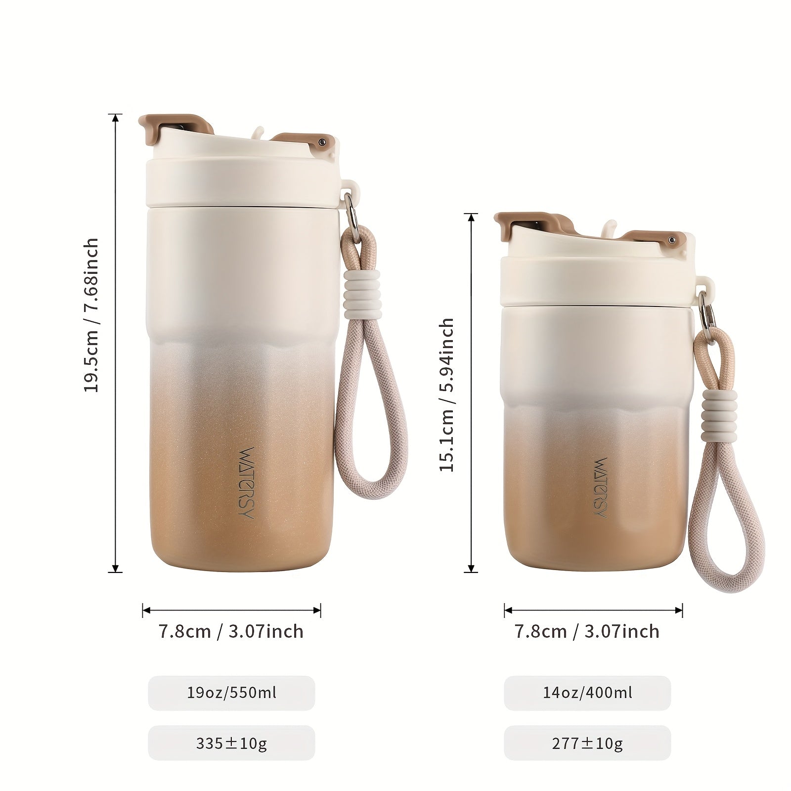 WATERSY Vacuum Insulated Travel Mug, Double-Walled Stainless Steel Leak-Proof Lid with Handle, 14oz\u002F 400ml & 19oz\u002F 550ml Hot & Cold Drink Coffee Tea Cup for Commuting, Office, Camping