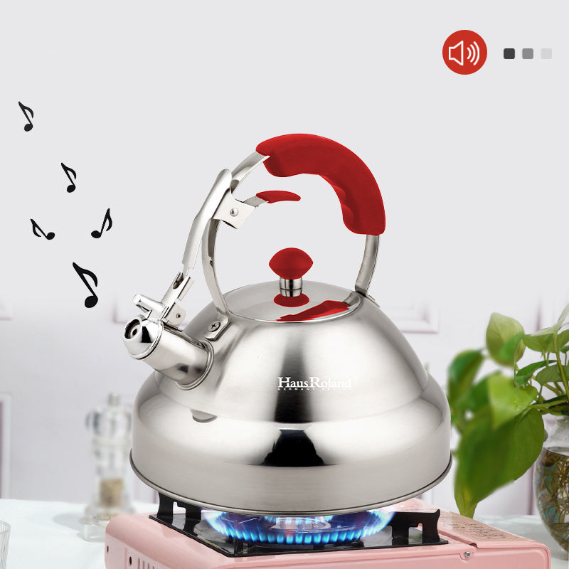 1.19-Gallon Stainless Steel Kettle That Whistles - a Robust Stovetop Teapot Featuring a Loud Whistle Alert, a Comfortable Folding Handle, And a Lid, Made from 304-Grade Material Suitable for Induction Cooking - Perfect for Boiling Water on Cooktops