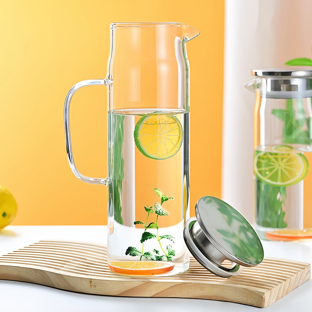 1 Set (cold Water Kettle+kettle Brush+spoon), Heat-resistant Silicone Glass, Kitchen Essentials, Party Supplies, Suitable for Refrigerators, Beverage Pots, Large Iced Tea Cans for Iced Coffee, Lemonade, Juice, And Homemade Drinks, 1500ml\u002F51oz