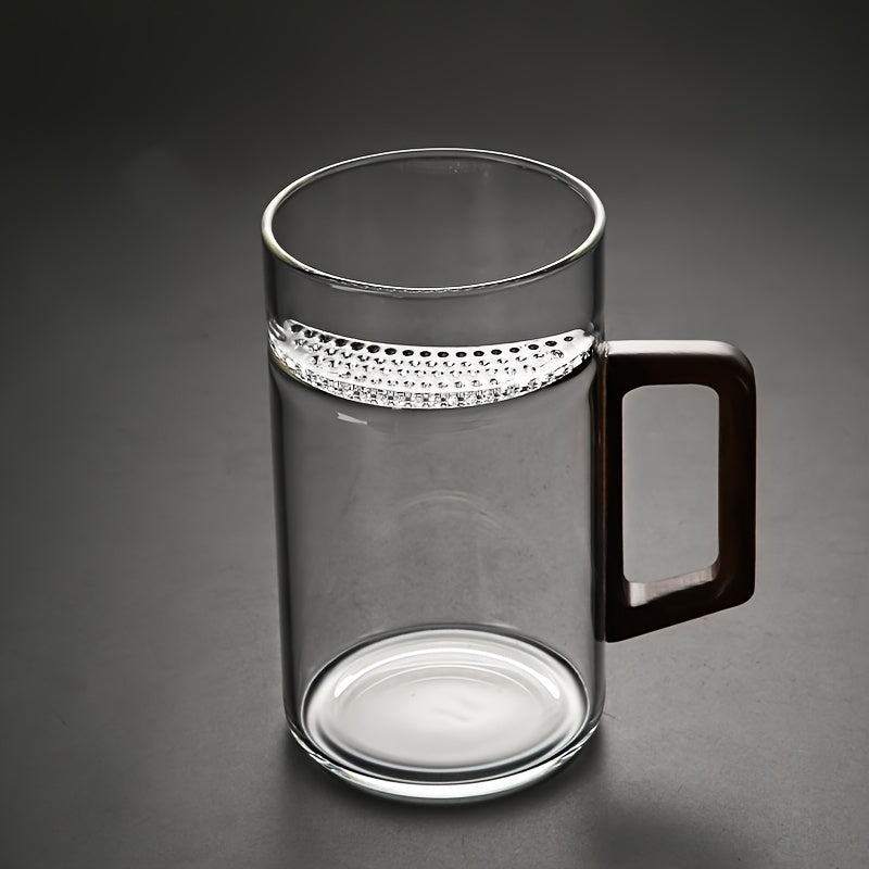 1pc Elegant Crescent Moon Glass Tea Mug with Wooden Handle - High Borosilicate Glass for Tea, Cappuccino, Espresso & Hot Beverages - Geometric Design, Portable & Durable - Perfect Gift for Tea Lovers, Ideal for Birthdays or Valentine's Day