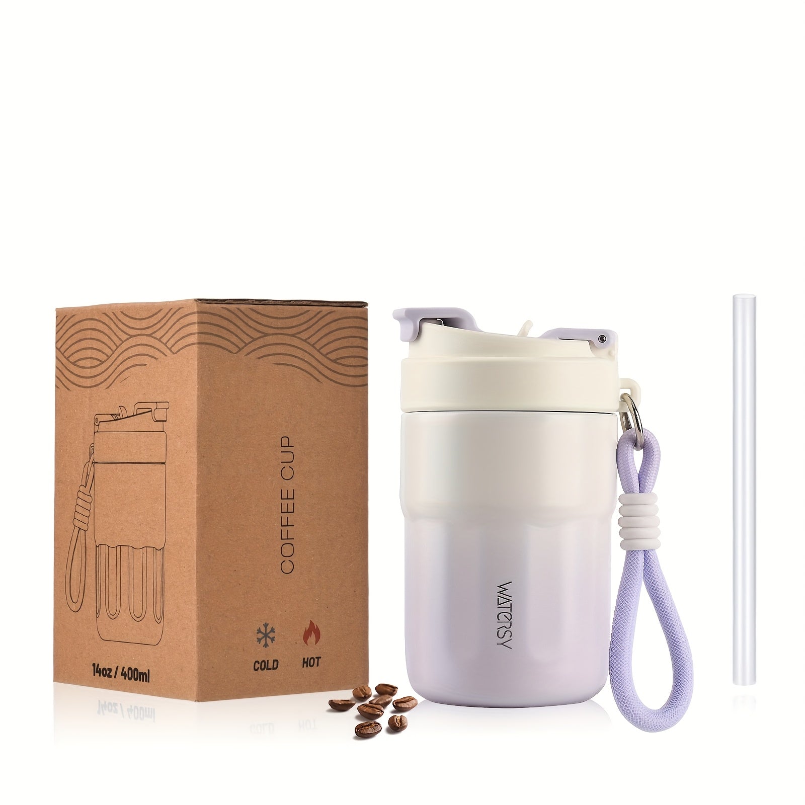 WATERSY Vacuum Insulated Travel Mug, Double-Walled Stainless Steel Leak-Proof Lid with Handle, 14oz\u002F 400ml & 19oz\u002F 550ml Hot & Cold Drink Coffee Tea Cup for Commuting, Office, Camping