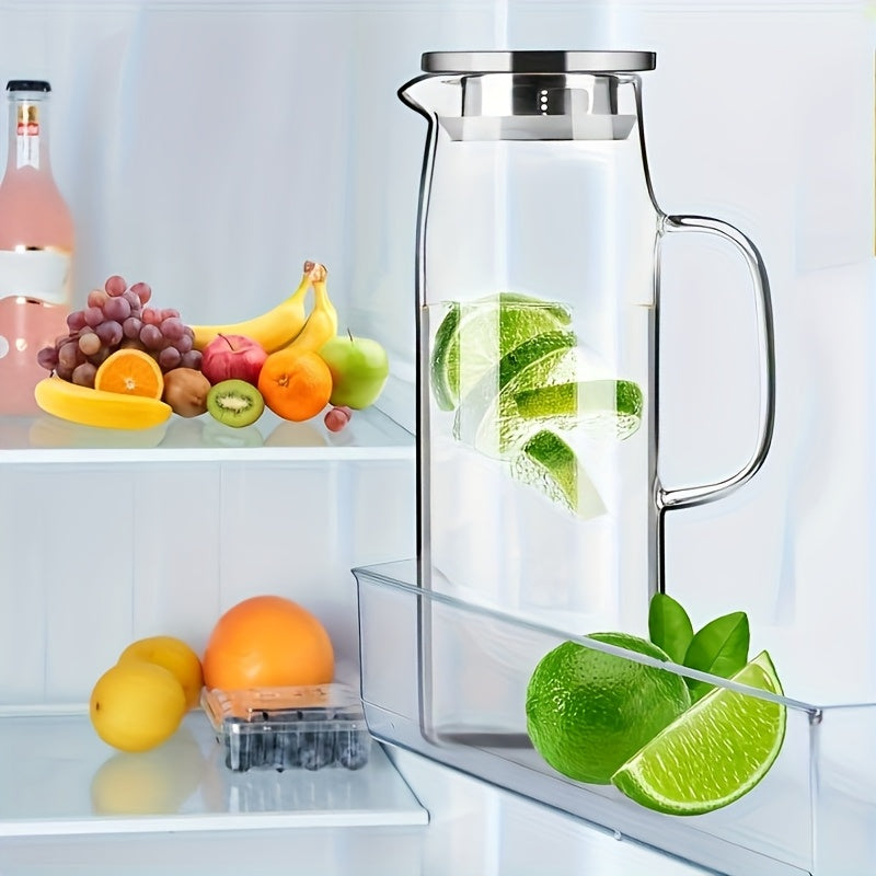 1 Set (cold Water Kettle+kettle Brush+spoon), Heat-resistant Silicone Glass, Kitchen Essentials, Party Supplies, Suitable for Refrigerators, Beverage Pots, Large Iced Tea Cans for Iced Coffee, Lemonade, Juice, And Homemade Drinks, 1500ml\u002F51oz