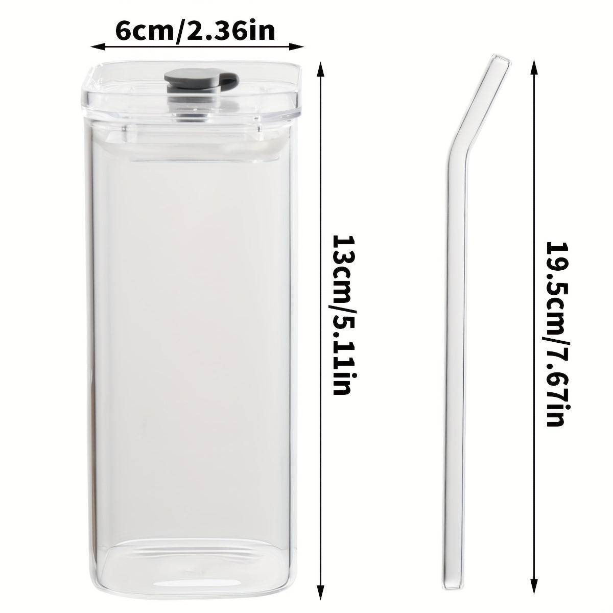 4\u002F6\u002F8pcs Square Glass Cups with Lids, 13oz, Perfect Coffee Cups, Include Straws, Gift for Cup Collectors, Great for Office, Home, School, And Outdoor Use, Weddings, BPA-Free, Comes with Cleaning Brush Tool