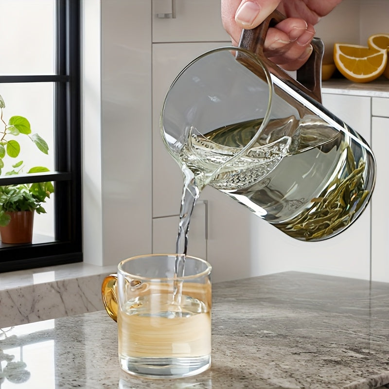 1pc Elegant Crescent Moon Glass Tea Mug with Wooden Handle - High Borosilicate Glass for Tea, Cappuccino, Espresso & Hot Beverages - Geometric Design, Portable & Durable - Perfect Gift for Tea Lovers, Ideal for Birthdays or Valentine's Day