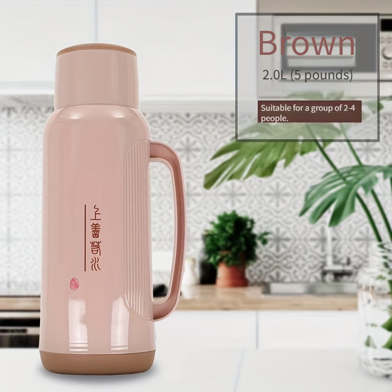 A Large Old Household Large-capacity Thermos Bottle With Plastic Shell And Stainless Steel Liner.