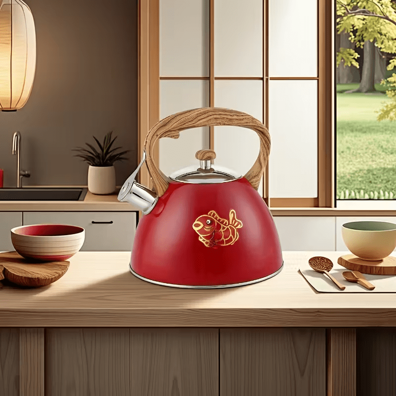 3.2 Quarts 101.44oz Heavy Duty 304 Stainless Steel Tea Kettle | Loud Whistling Water Boiling Pot for Coffee or Milk, Unique Button Control Spout, Non-Electric Use