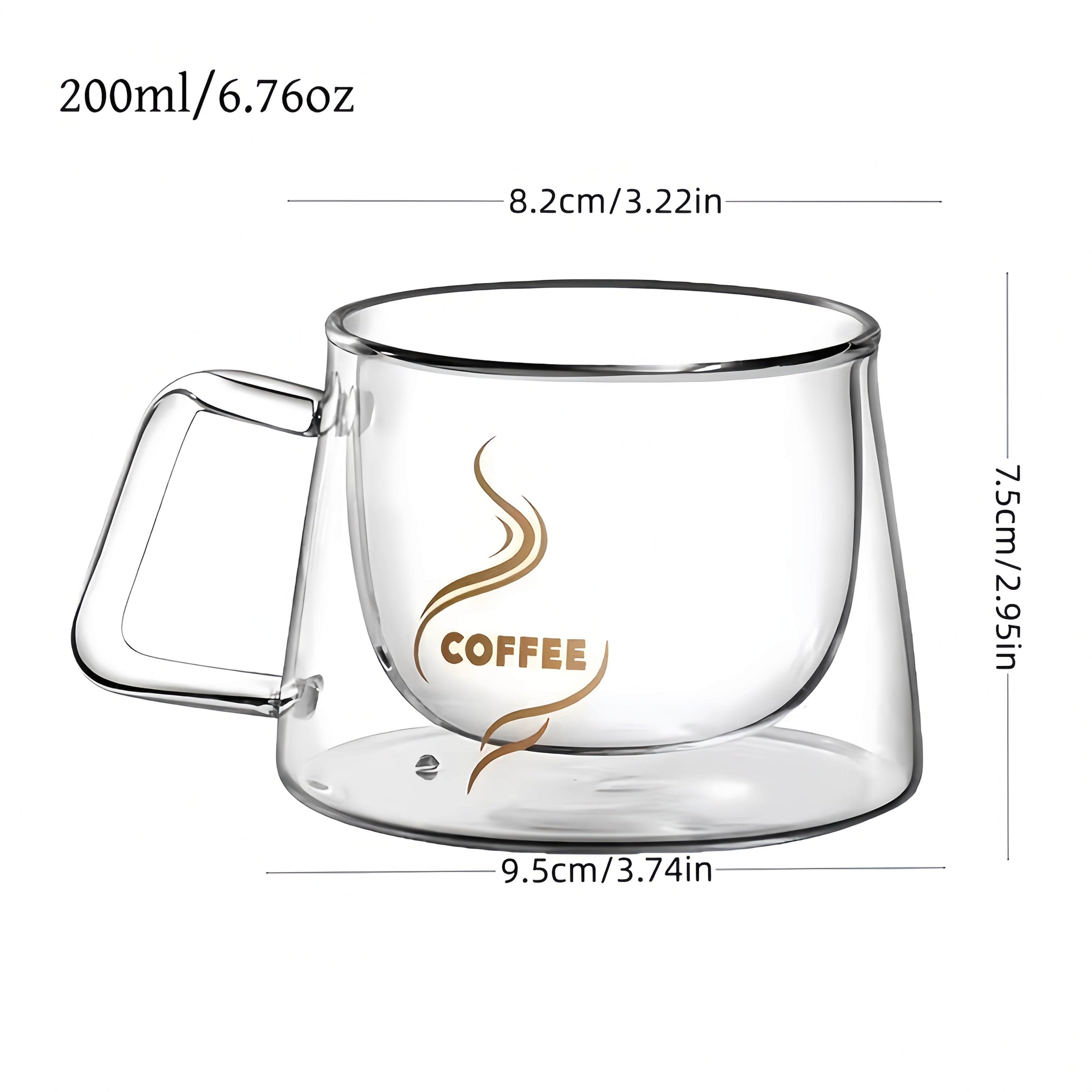 4pcs Double-layer Insulated Glass Coffee Cups with 4 Golden Spoons | Double-layer Transparent Design, Suitable for Hot and Cold Drinks, Ideal for Christmas, Halloween, Home, Office, or Coffee Shop Use