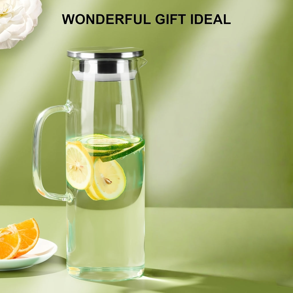 1 Set (cold Water Kettle+kettle Brush+spoon), Heat-resistant Silicone Glass, Kitchen Essentials, Party Supplies, Suitable for Refrigerators, Beverage Pots, Large Iced Tea Cans for Iced Coffee, Lemonade, Juice, And Homemade Drinks, 1500ml\u002F51oz