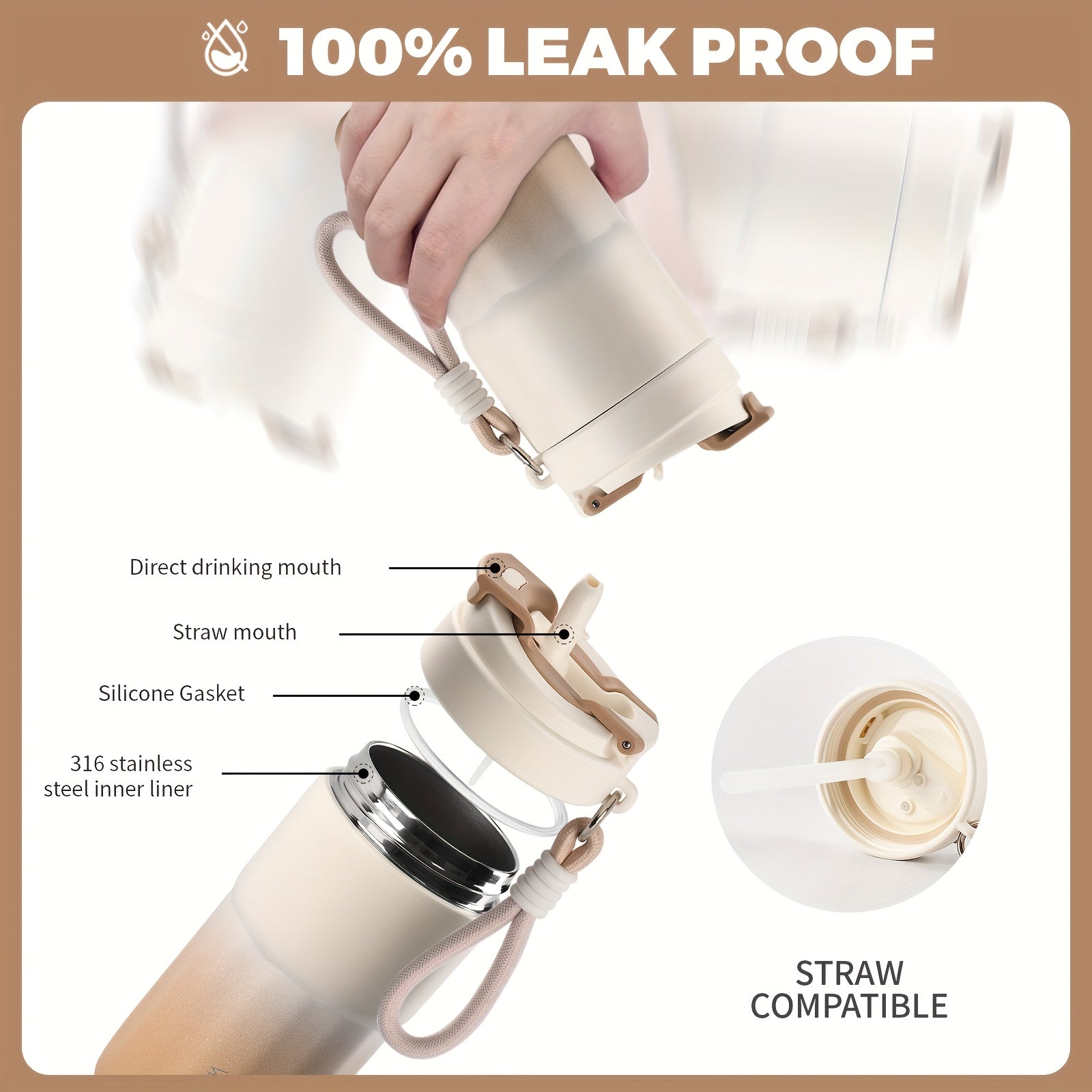 WATERSY Vacuum Insulated Travel Mug, Double-Walled Stainless Steel Leak-Proof Lid with Handle, 14oz\u002F 400ml & 19oz\u002F 550ml Hot & Cold Drink Coffee Tea Cup for Commuting, Office, Camping