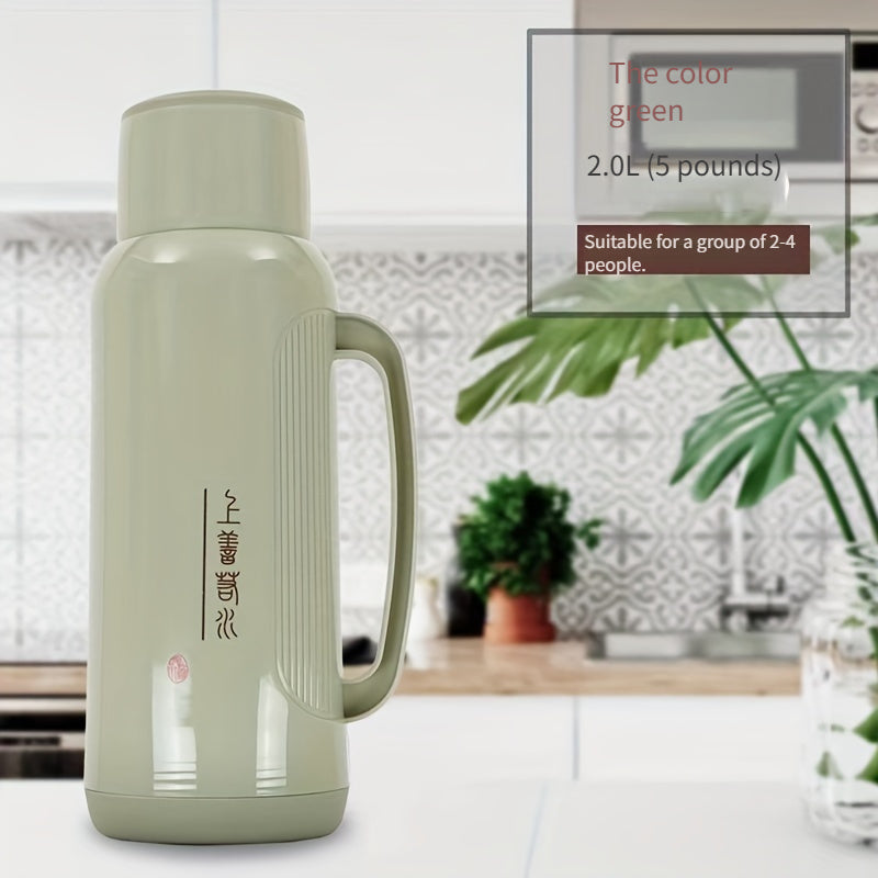 A Large Old Household Large-capacity Thermos Bottle With Plastic Shell And Stainless Steel Liner.