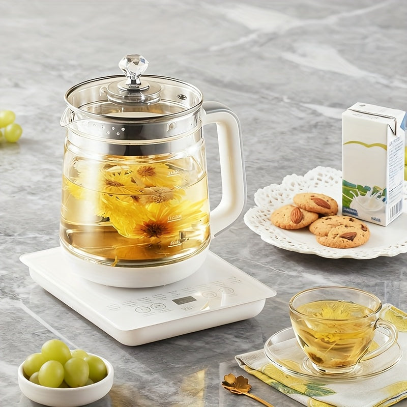 Yalulu Electric Kettle, 1.8L\u002F60.87oz Health Pot, Essential for Camping; Tea Set with 18 Smart Functions, 800W Thickened Glass Kettle, Detachable Filter, Multi-functional Medical Health Pot, Power Operation, 110-130V, US Plug