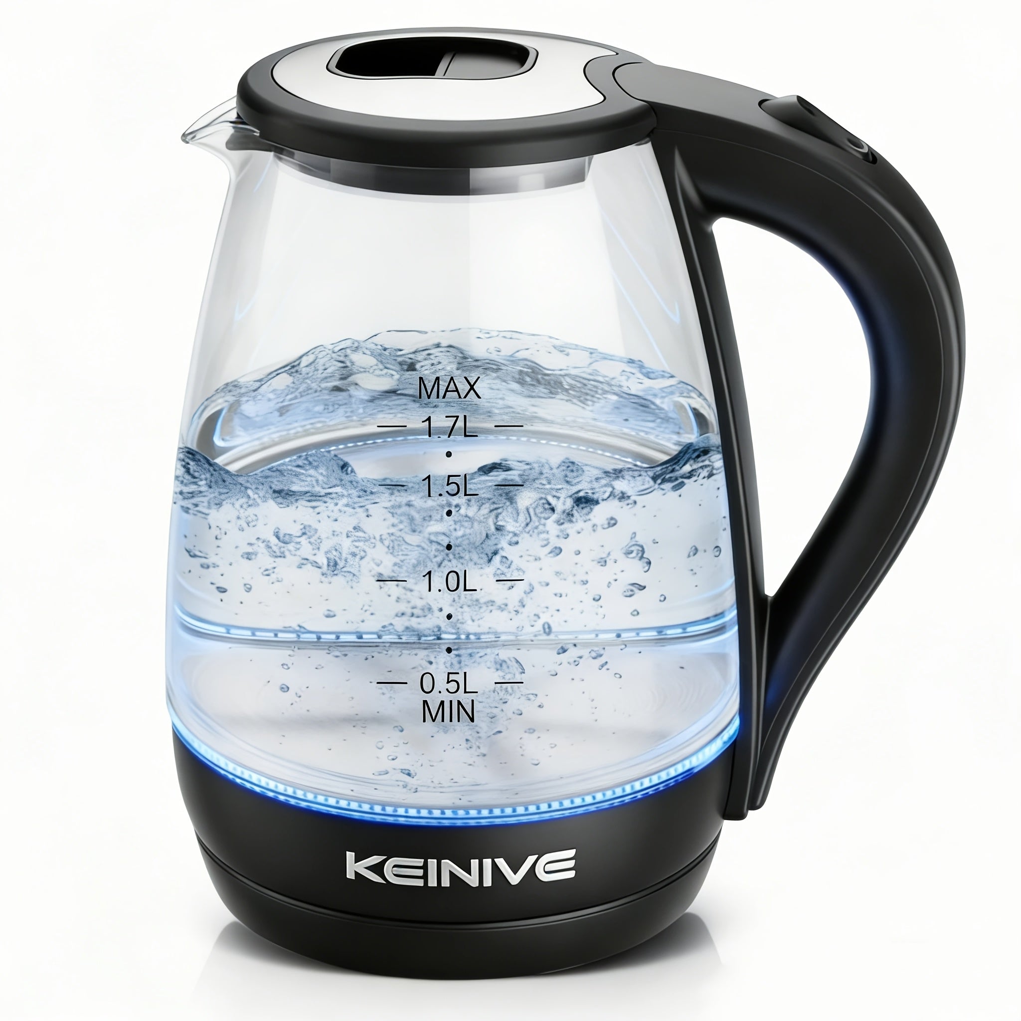 Electric Tea Kettle, Borosilicate Glass, BPA Free, Auto Shut Off, Boil-Dry Protection, 1.7L 1200W, Christmas Gift