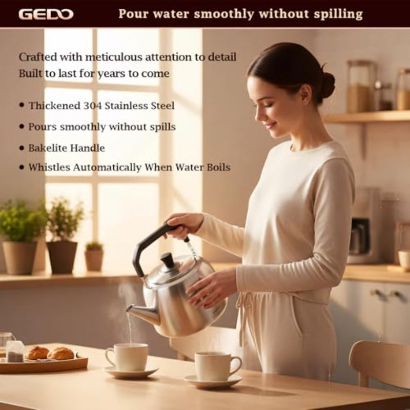 Large Capacity 1.59gal Stainless Steel Kettle with a Whistling Feature, Suitable for Both Gas And Induction Stovetops, Made from 304 Food-Grade Material