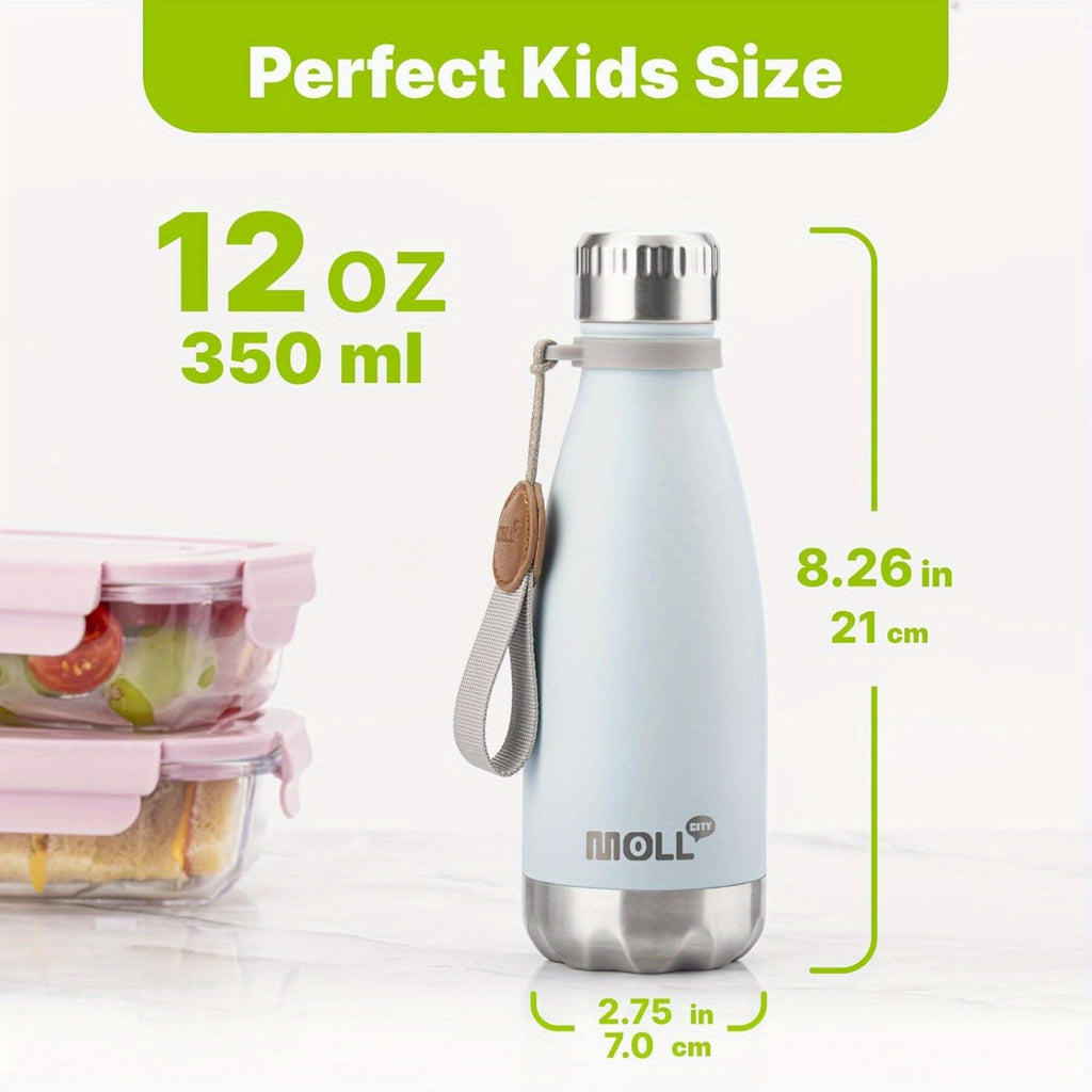12 Oz School Portable Water Bottle Small Stainless Steel Vacuum Insulated Water Bottle (Leak-Proof Design)