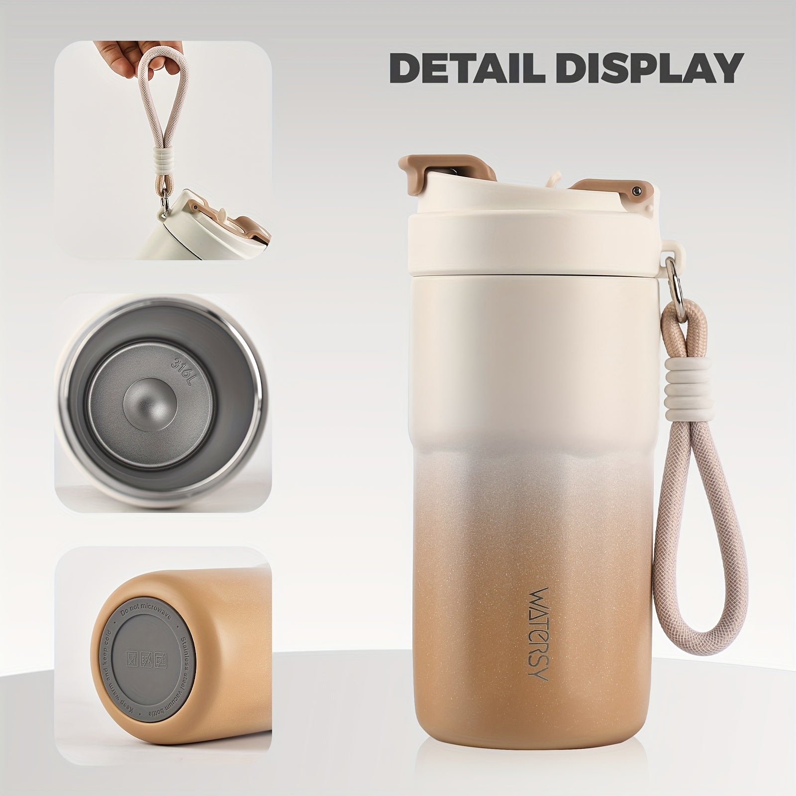 WATERSY Vacuum Insulated Travel Mug, Double-Walled Stainless Steel Leak-Proof Lid with Handle, 14oz\u002F 400ml & 19oz\u002F 550ml Hot & Cold Drink Coffee Tea Cup for Commuting, Office, Camping