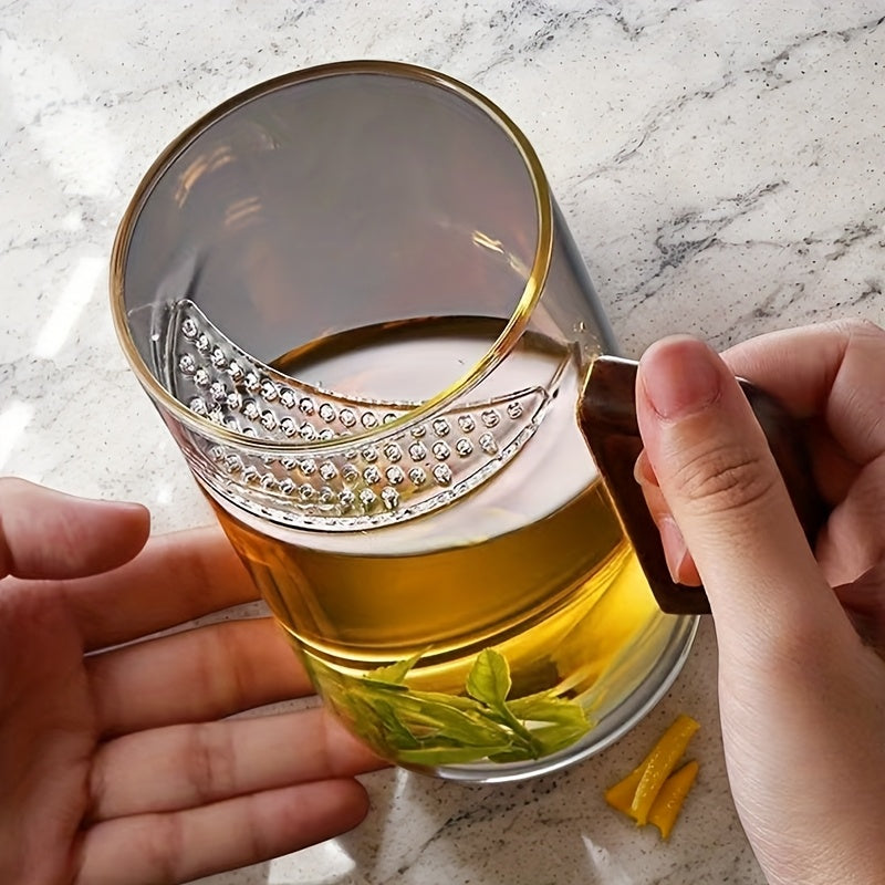 1pc Elegant Crescent Moon Glass Tea Mug with Wooden Handle - High Borosilicate Glass for Tea, Cappuccino, Espresso & Hot Beverages - Geometric Design, Portable & Durable - Perfect Gift for Tea Lovers, Ideal for Birthdays or Valentine's Day