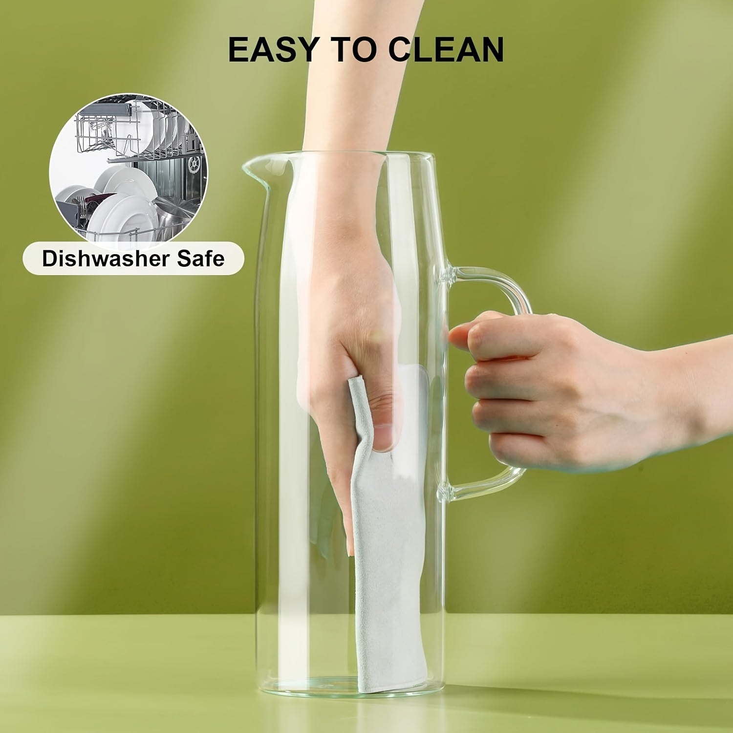 1 Set (cold Water Kettle+kettle Brush+spoon), Heat-resistant Silicone Glass, Kitchen Essentials, Party Supplies, Suitable for Refrigerators, Beverage Pots, Large Iced Tea Cans for Iced Coffee, Lemonade, Juice, And Homemade Drinks, 1500ml\u002F51oz